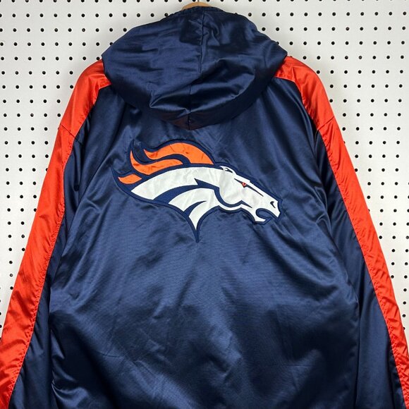 Denver Broncos Vintage Puffer Jacket Medium Reebok 90s Fleece Lined Half Zip Y2K - Picture 2 of 9